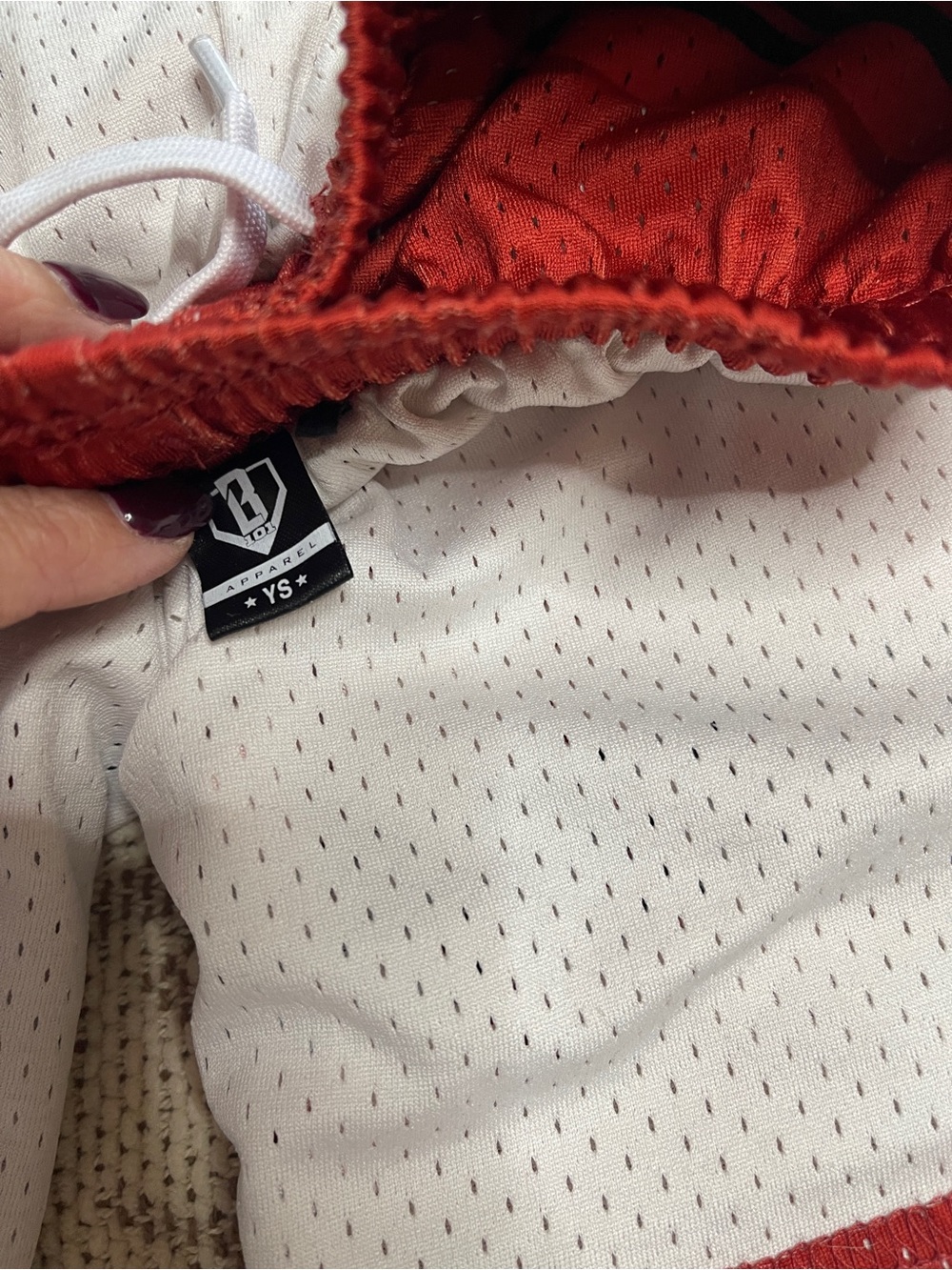 Kids' Dead Red Striped Athletic Shorts BL101 YS - Picture 7 of 8